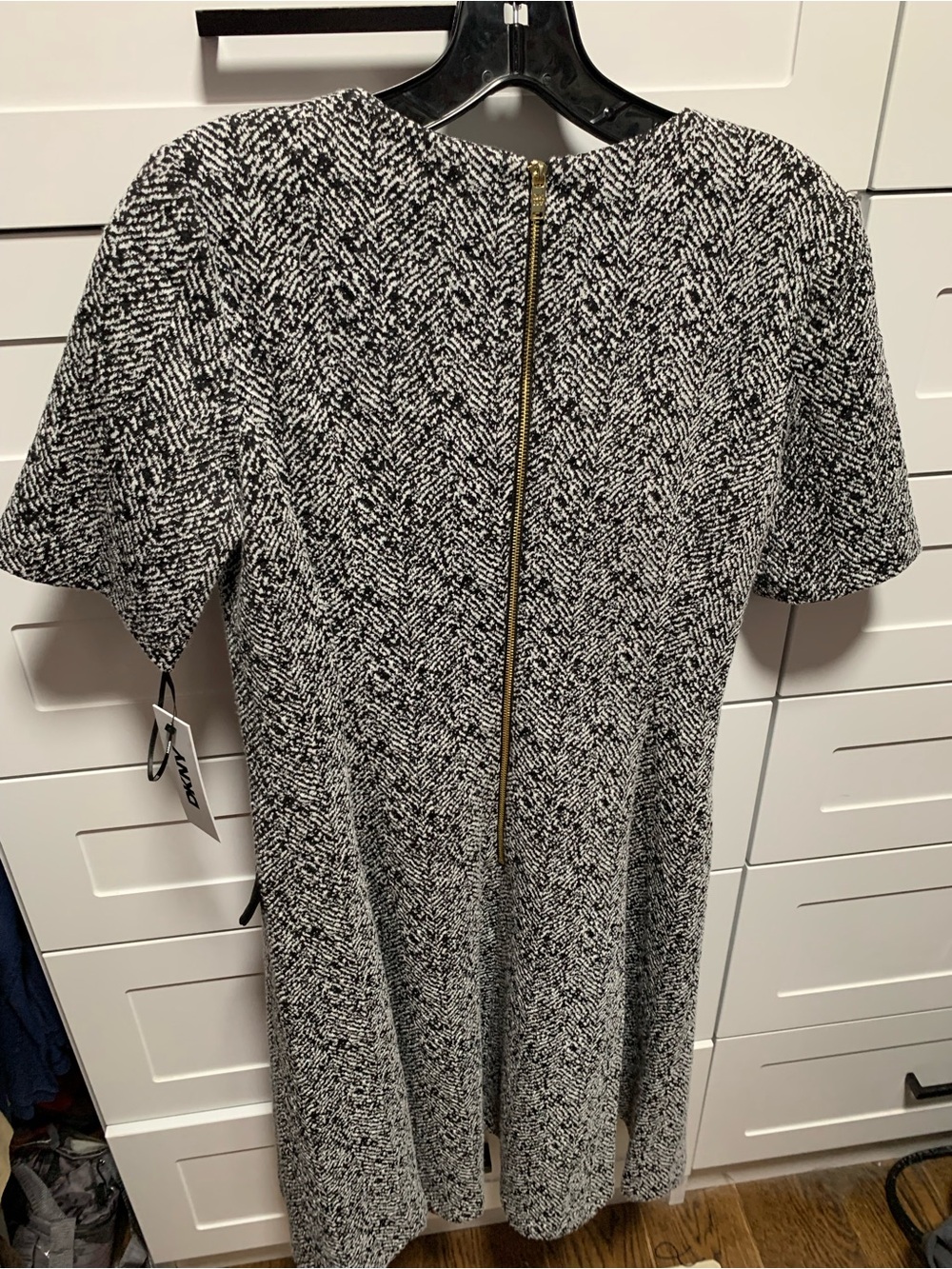 Dkny Black & White Textured Tweed Pocket Dress - Picture 7 of 10